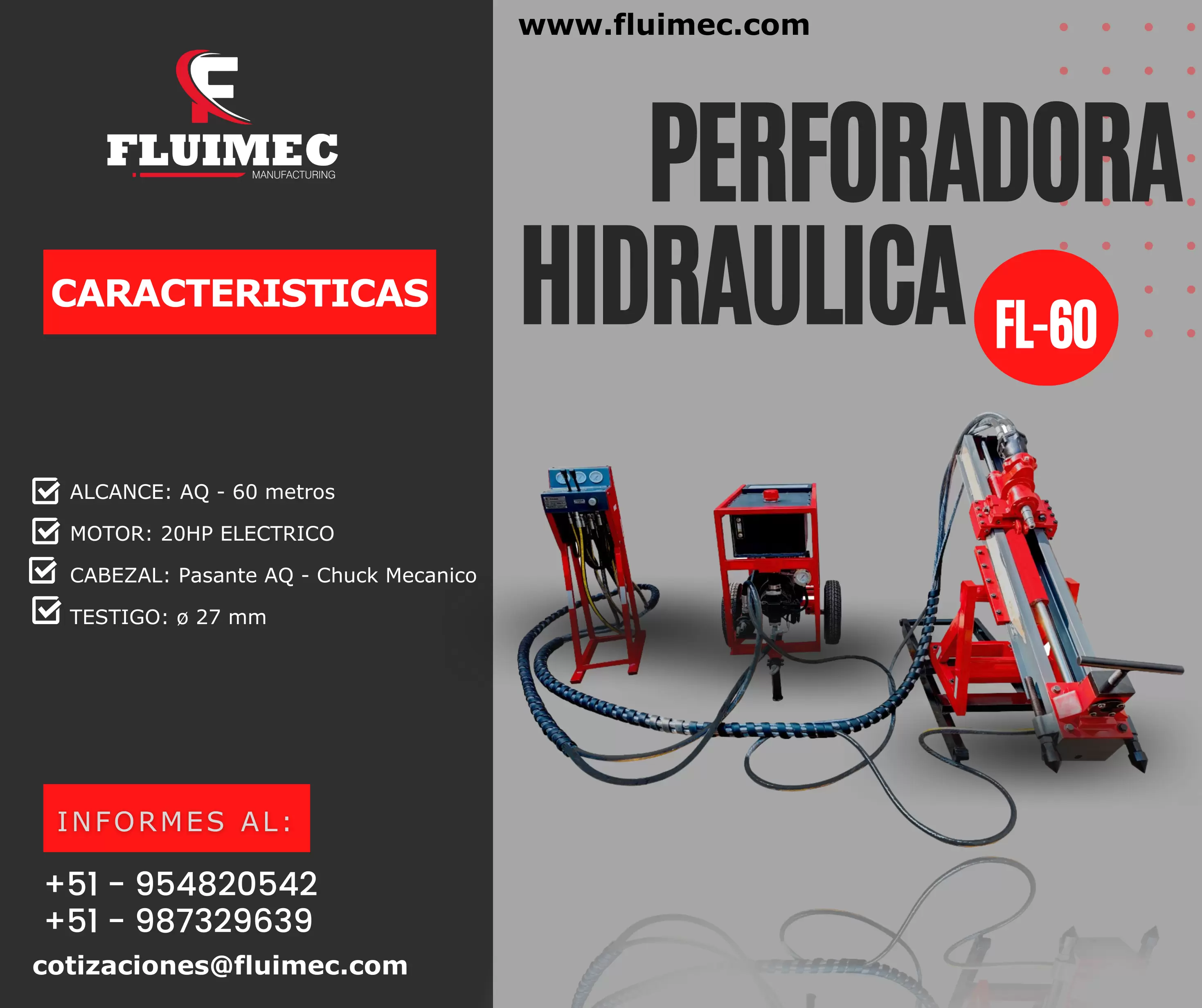 PERFORADORA FL-60 MAQUINA PARA GEOLOGIA