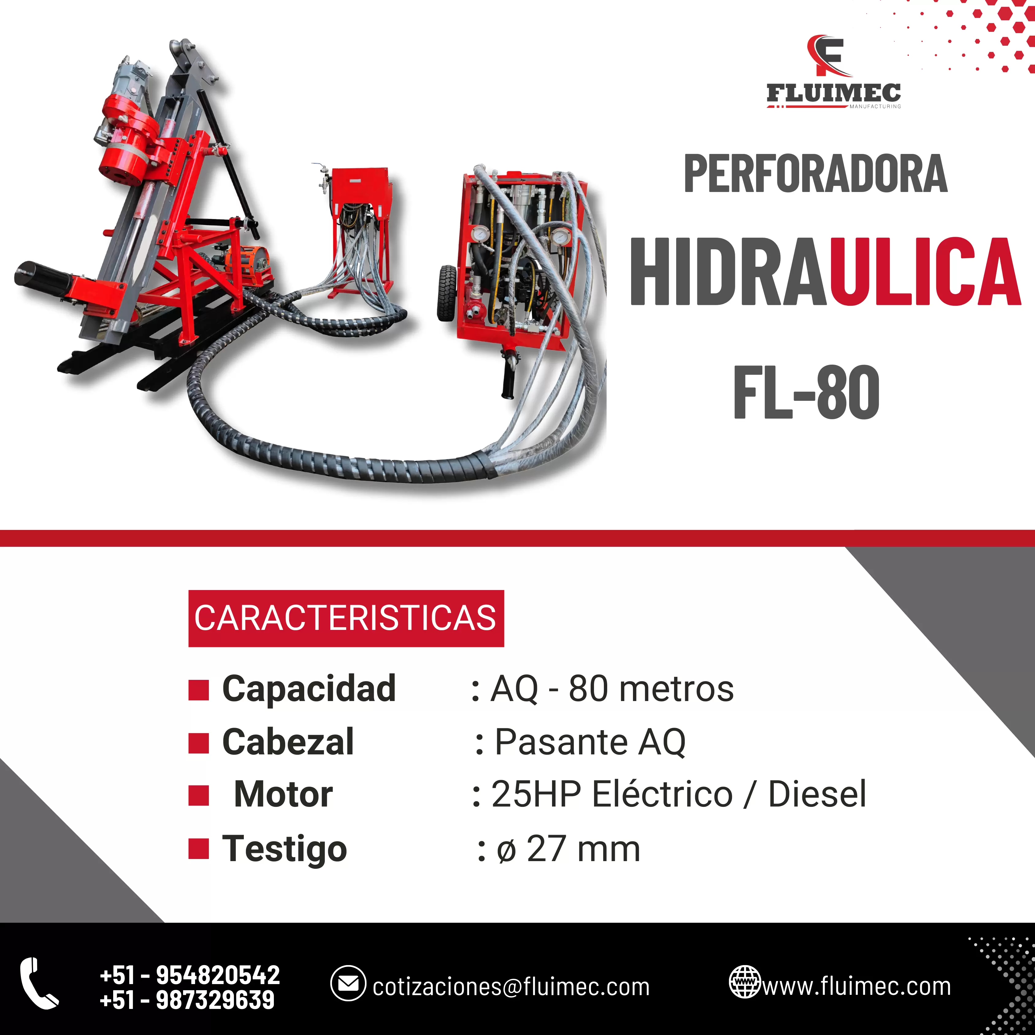 PERFORADORA FL-80 MAQUINA PARA GEOLOGIA