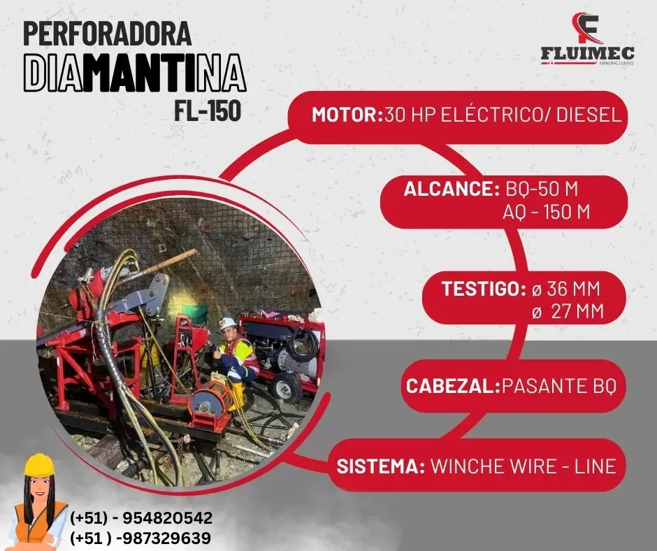 PERFORADORA HIDRAULICA FL-150 PARA EXTRACCIÓN DE NÚCLEOS