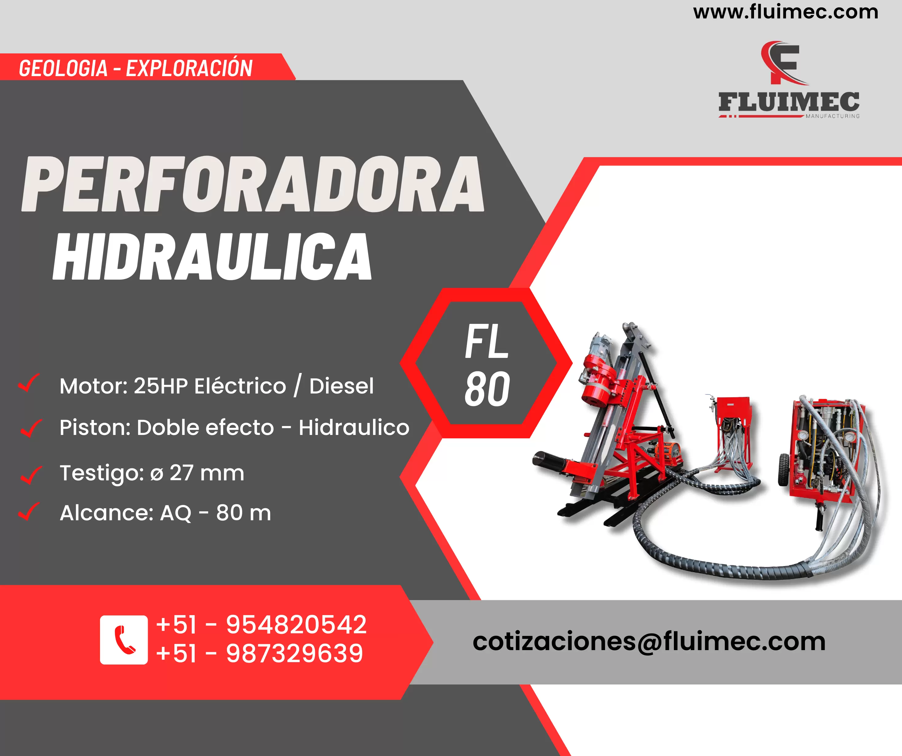 PACKSACK FL-80 - EQUIPO MINERO PARA 80 METROS DE PERFORACION