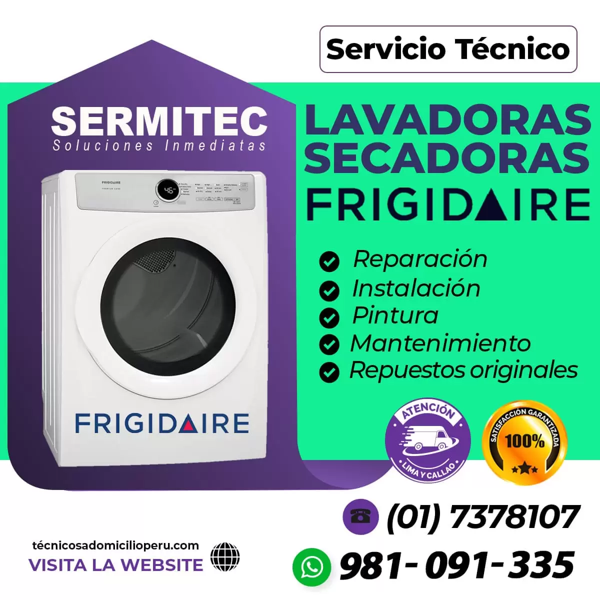  Aquí Frigidaire Técnicos de Secadoras 981091335 San Luis