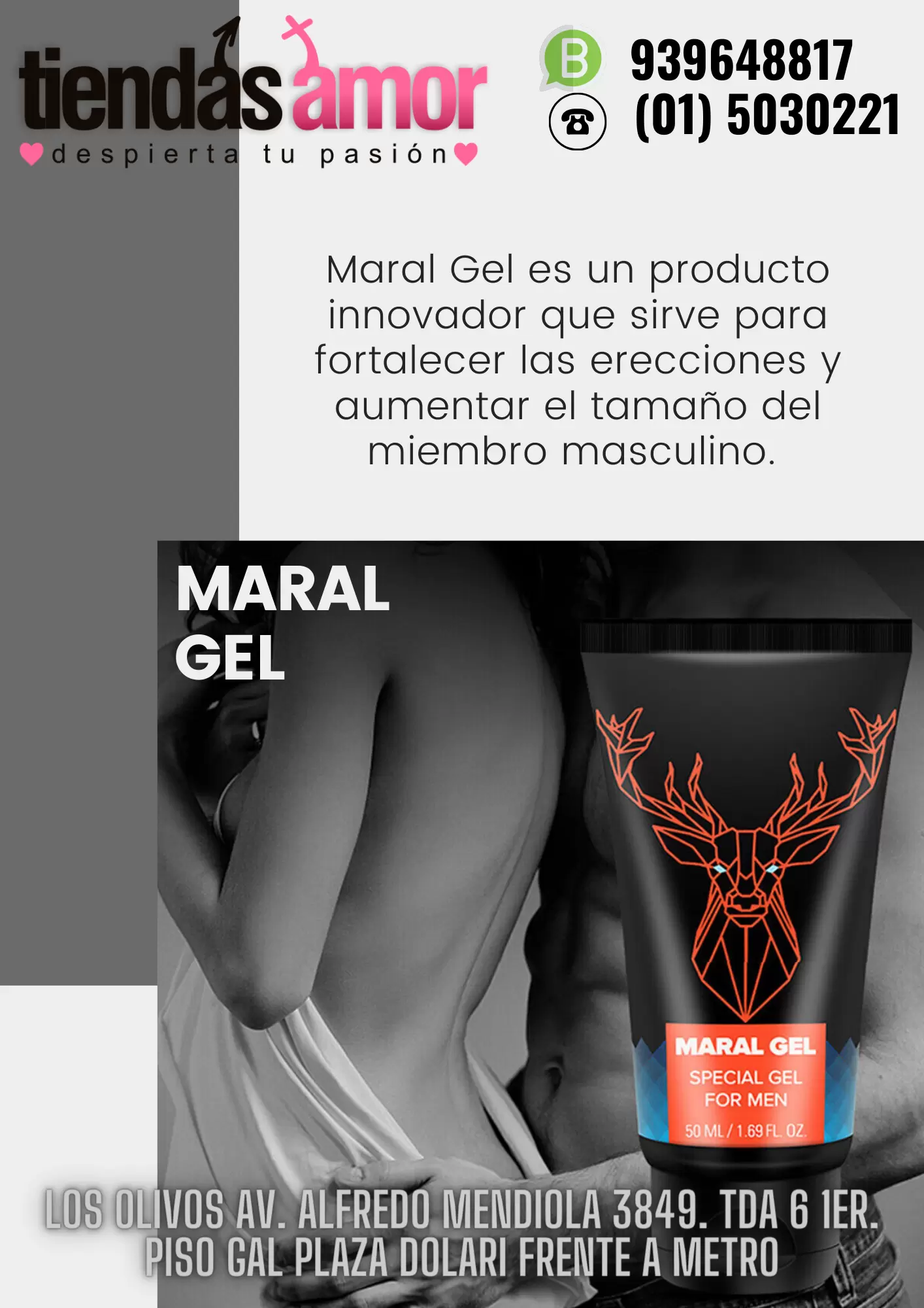 LUBRICANTE POTENCIADOR MASCULINO MARA GEL.