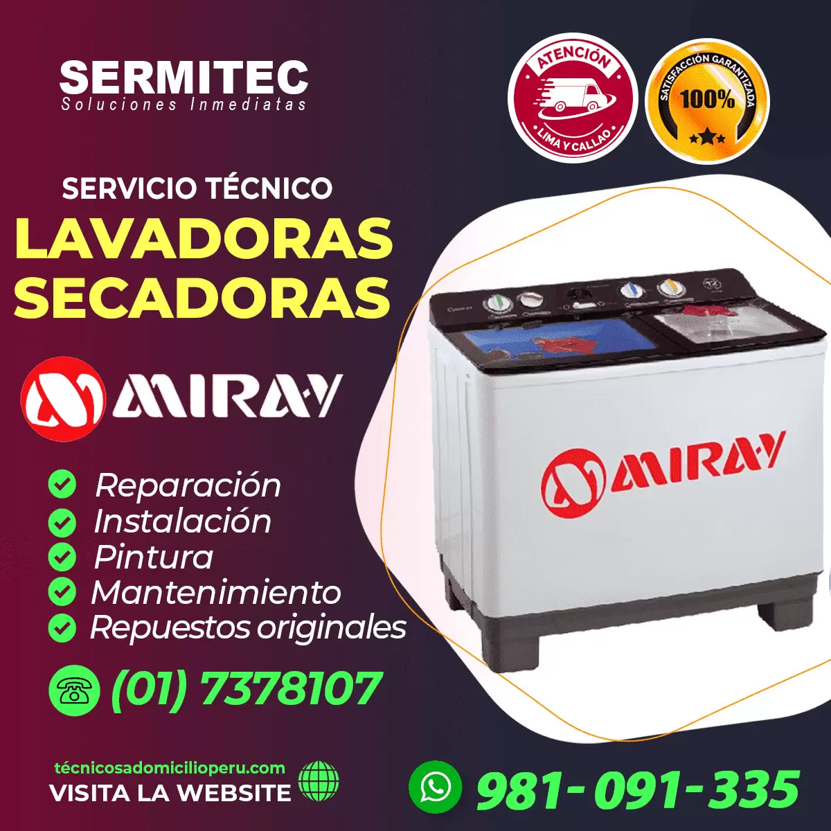 LOW PRICES REPARACION Lavadora Miray 7378107 SANTA CLARA