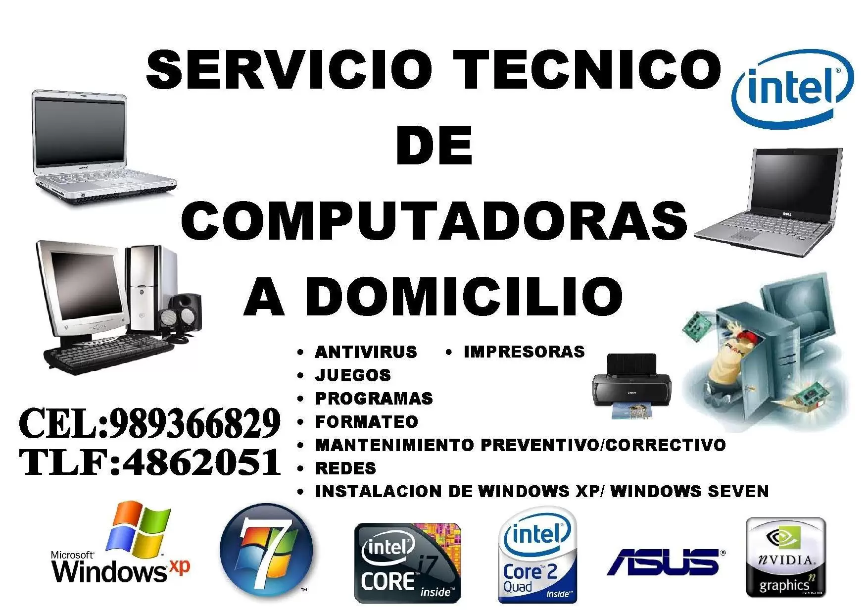 SERVICIO TECNICO DE COMPUTADORAS A DOMICILIO