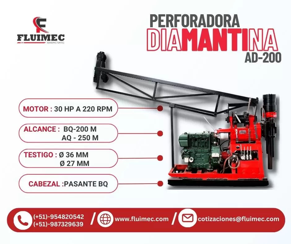 PERFORADORA HIDRAULICA AD200 - trabaja con linea AQ-BQ 