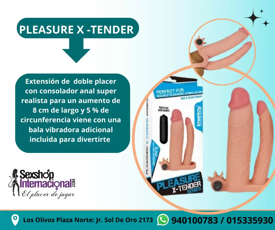 FUNDA PARA EL PENE DOBLE CON VIBRACIÓN SEXSHOP - JR. SOL DE ORO