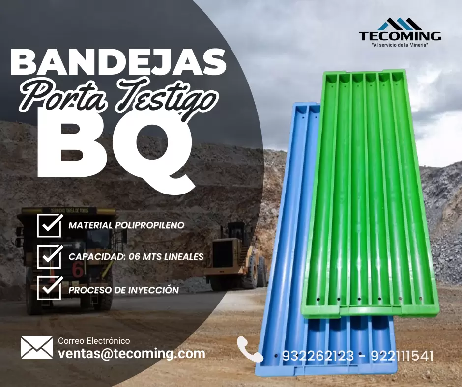 BANDEJAS PORTA TESTIGO BQ SOSTENIMIENTO MINERO TECOMING SAC 