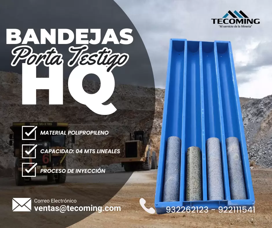 BANDEJA PORTA TESTIGO HQ PRODUCTO MINERO TECOMING SAC_AREQUIPS 