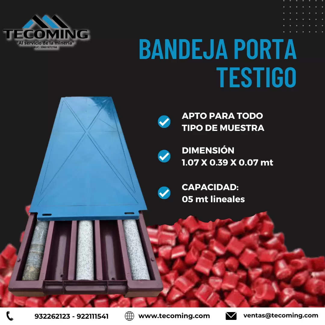 BANDEJA PORTA TESTIGO SOSTENIMIENTO MINERO TECOMING SAC -AREQUIPA 