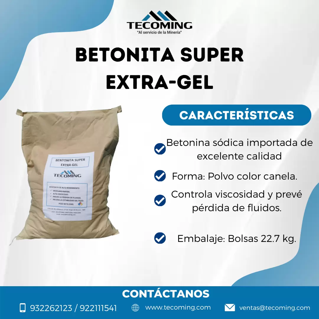 BENTONITA SUPER EXTRA -GEL MANTENIMIENTO MINERO TECOMING SAC 
