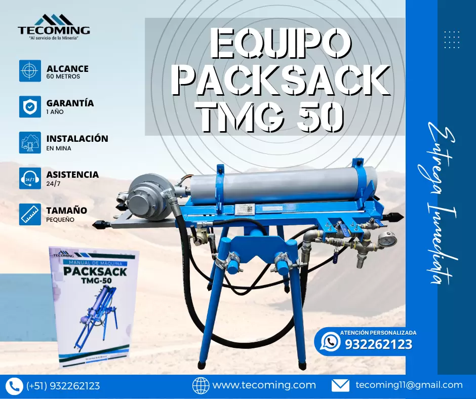 AQUIPO PACKSACK TMG 50 MÁQUINA PARA PERFORACIÓN EN MINAS TECOMING SAC 