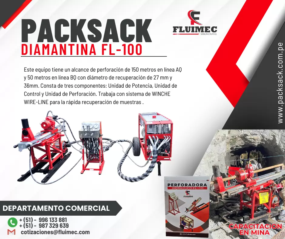 PACKSACK DIAMANTINA FL100 - EQUIPO PARA RECUPERACIÓN DE MINERALES