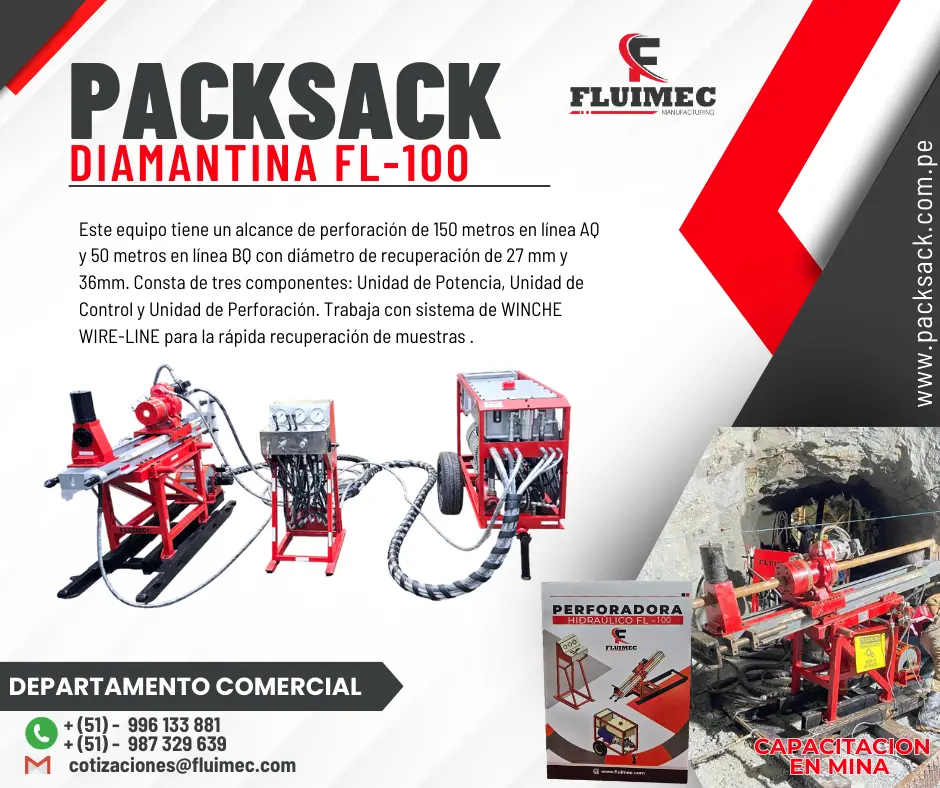 PACKSACK DIAMANTINA FL100 - MAQUINA VERSATIL PARA ROCA FRACTURADAS