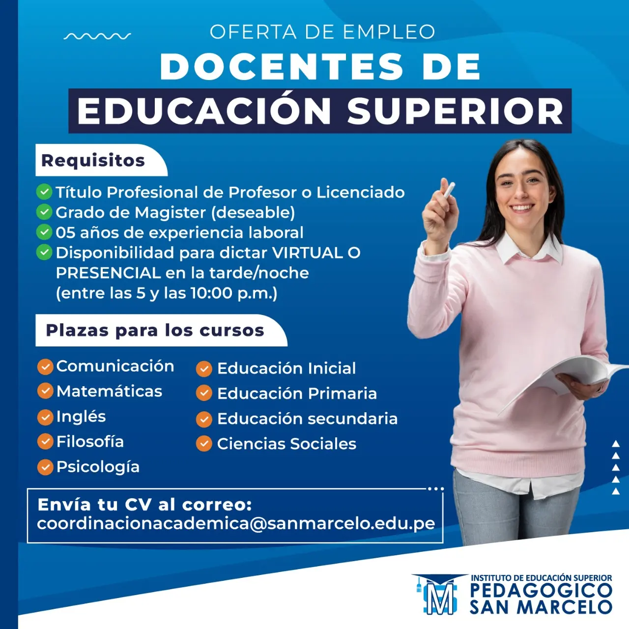 Se requiere docentes de Educación Superior