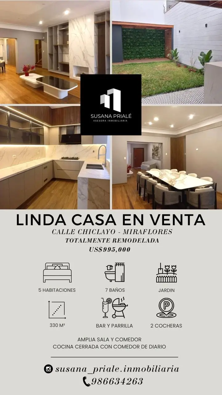 Vendo linda casa en Miraflores 