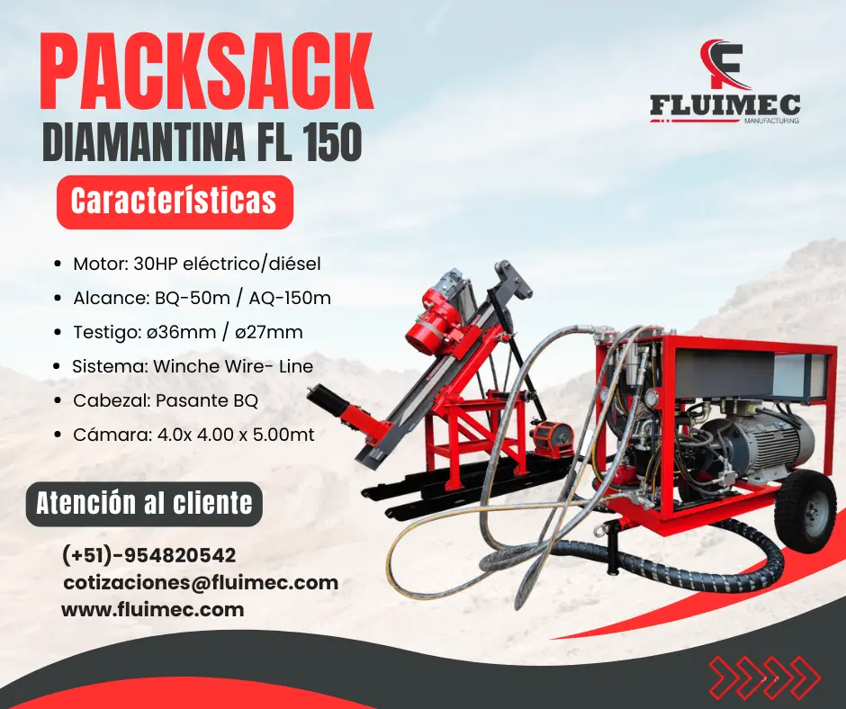 PACKSACK DIAMANTINA FL-150 maquina para minería socavon 