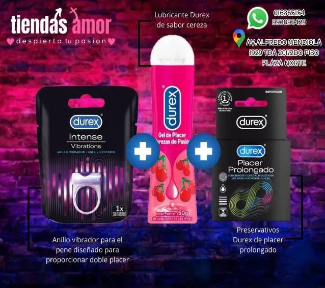 TRIO SEXUAL DUREX ANILLO VIBRADOR LUBRICANTE RETARDANTE 993890429