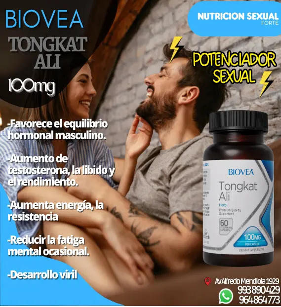 BIOVEA TONGKAT ALI 100MG PODER SEXUAL AL MAXIMO Y DESARROLLO VIRIL 993890429 