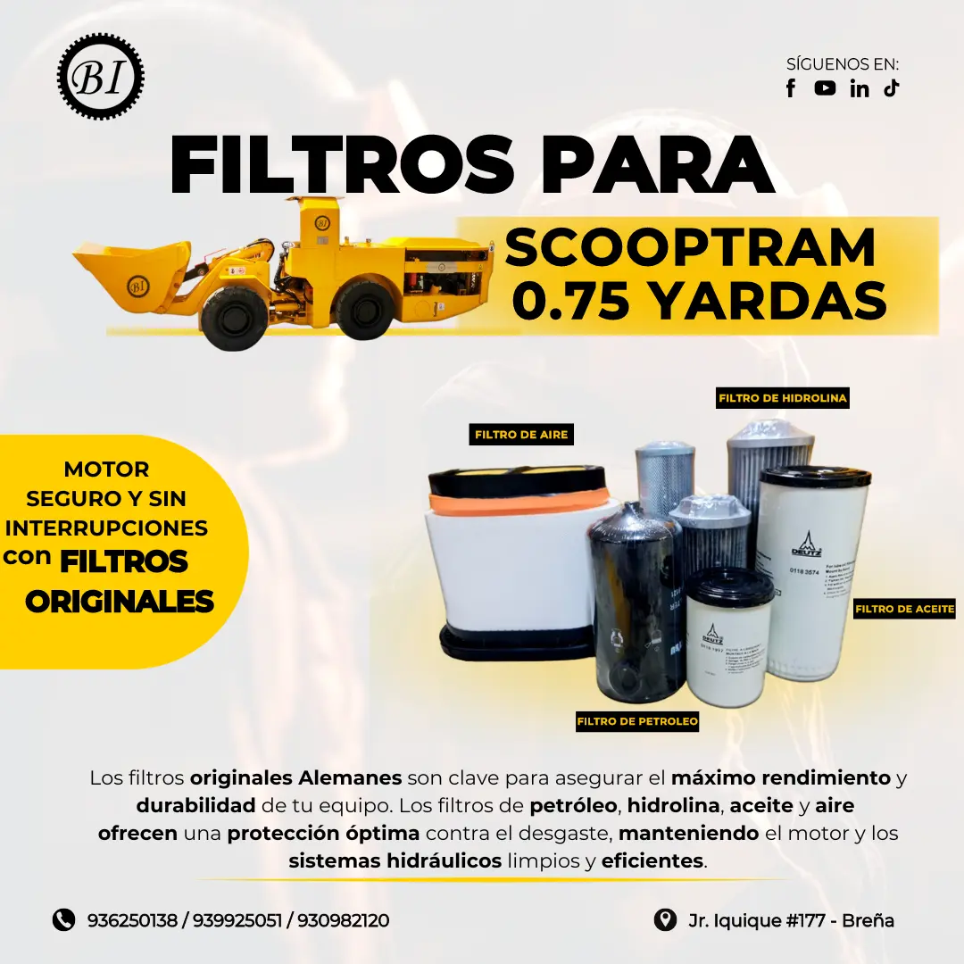 FILTROS ORIGINALES PARA SCOOPTRAM DE 0.75 YARDAS