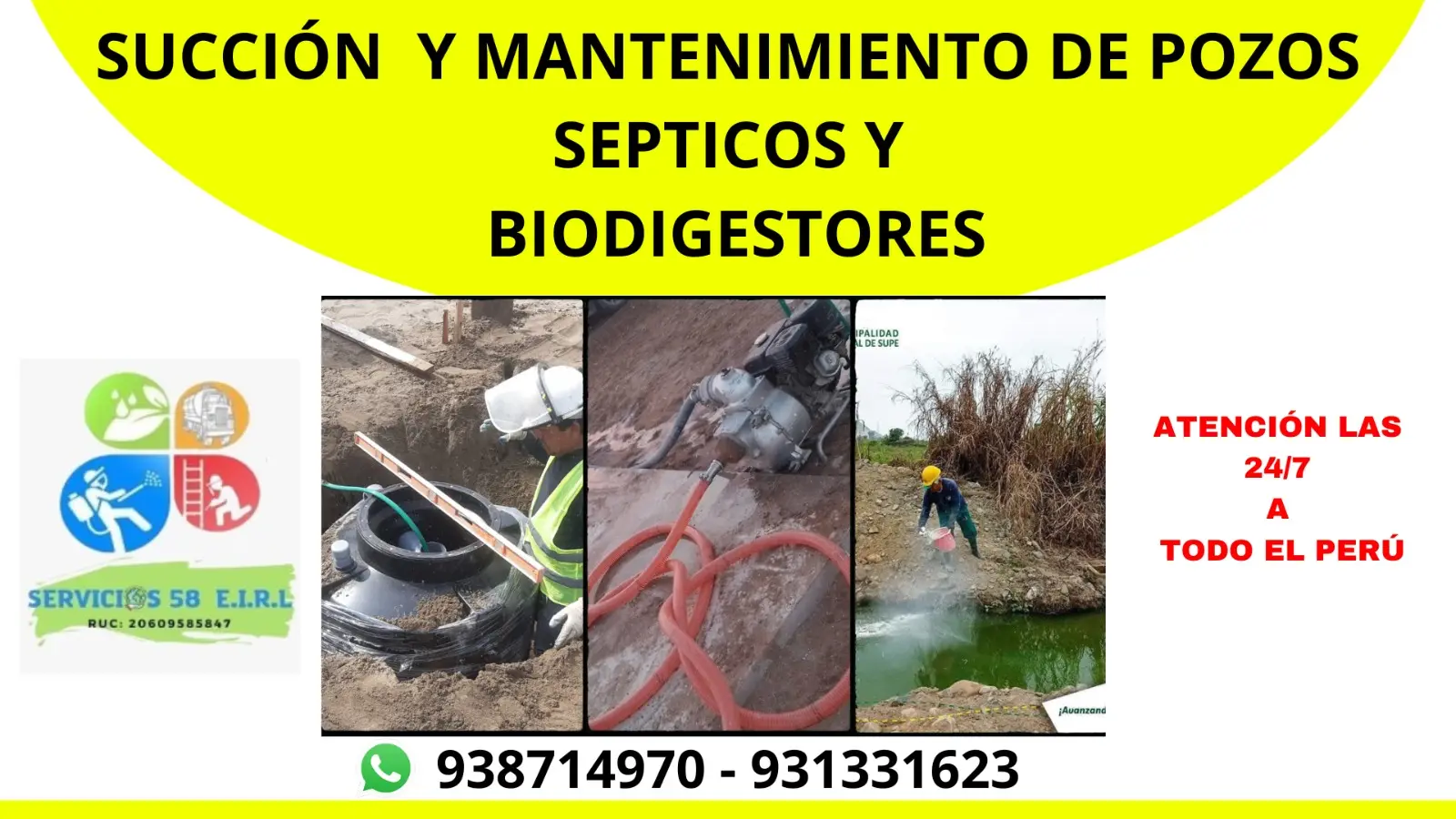 SILOS,SUCCION DE POZOS SÉPTICOS  BIODIGESTORES. 938714970 HURAL BARRANCA Y TODO EL PERU