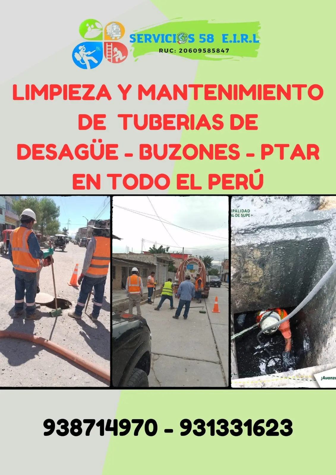 TRATAMIENTO DE AGUAS RESIDUALES LIMPIEZA  DE POZOS SÉPTICOS SILOS CEL 938714970 TRAMPA DE GRASA INSPECCIÓN DE REDES DE DESAGÜE VÍDEO LIMA HUACHO BARRANCA Y TODO EL PERU