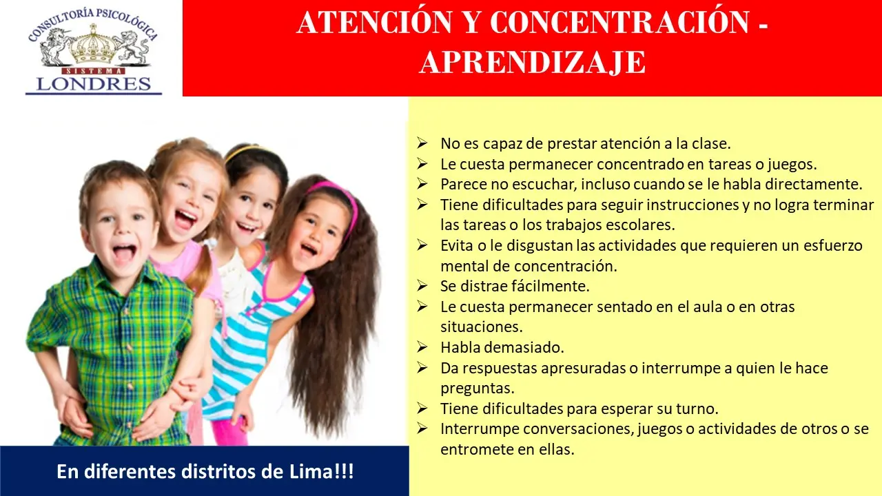 TERAPIA DIRIGIDO A NIÑOS DE ATENCIÓN CONCENTRACIÓN - APRENDIZAJE 