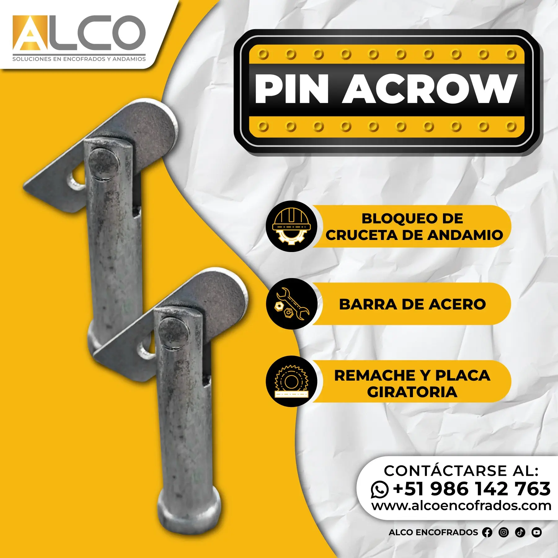 PIN ACROW PARA ANDAMIO - ANDAMIOS 