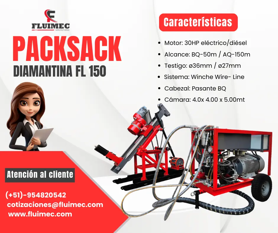 PACKSACK DIAMANTINA FL-150 estudio de subsuelo en mina- socavón 