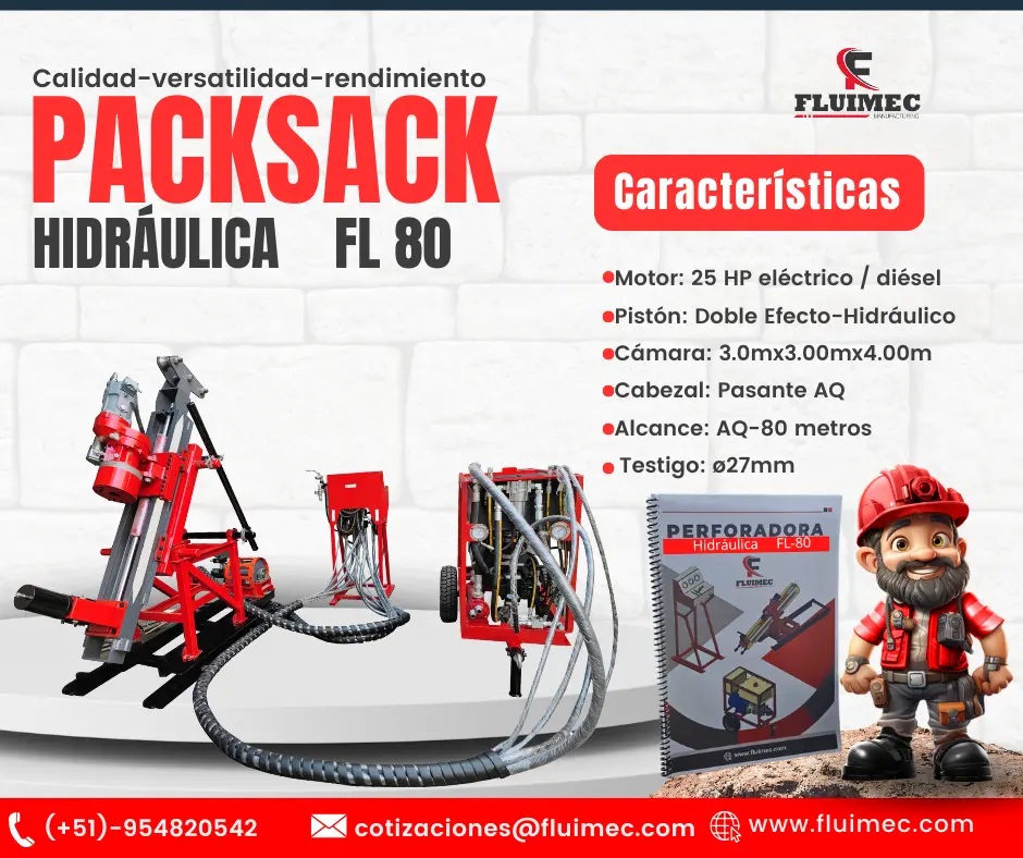 PACKSACK HIDRAULICA FL80 extrae núcleos mineria 