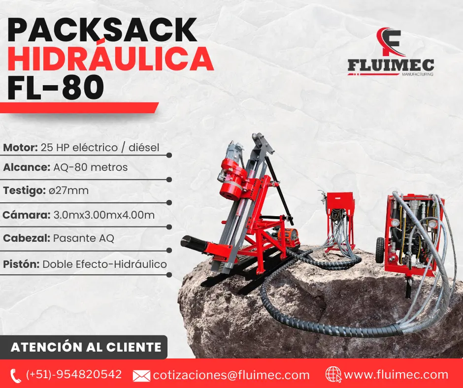 PACKSACK HIDRAULICA FL80 equipo diamantina para proyectos mineros 