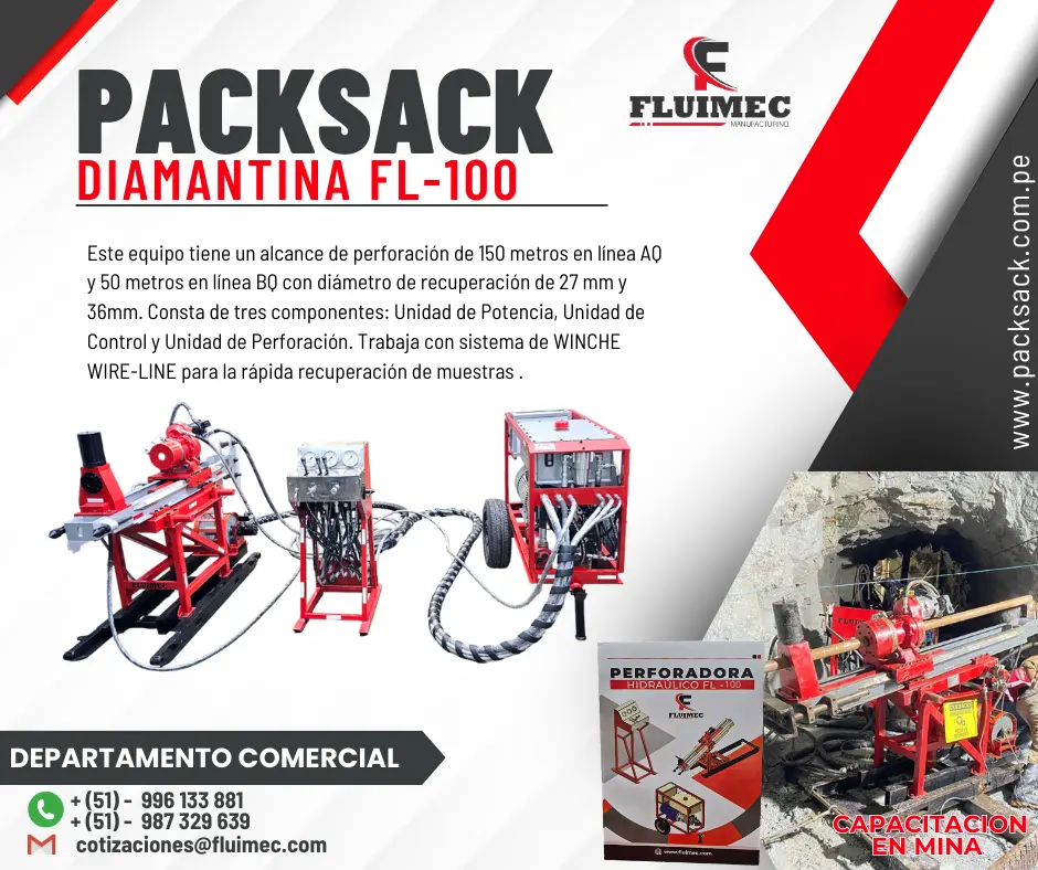 PACKSACK DIAMANTINA FL100 perforadora necesaria para mina 