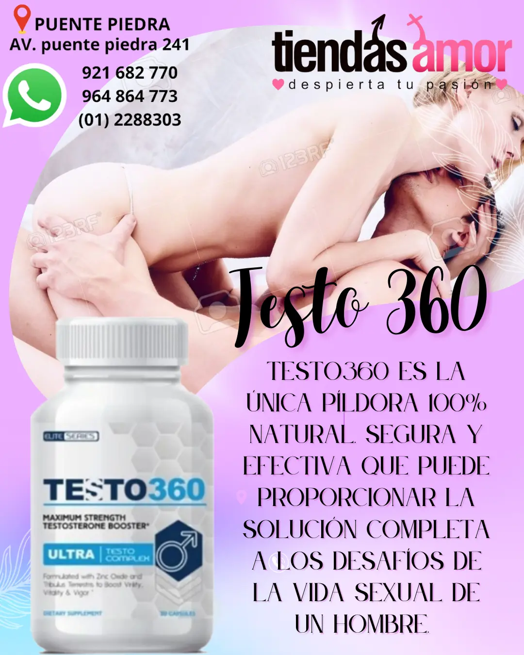 Testo 360 Testosterone 60 Caps Aumente la potencia y la duración de sus erecciones