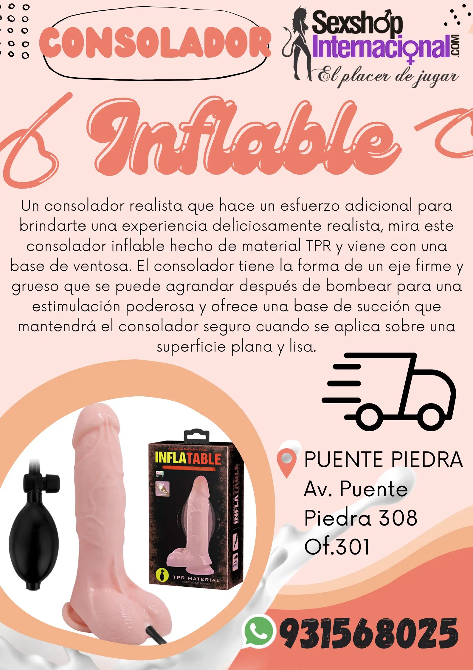 consolador con inflador para que lo infles al tamaño ideal sexshop