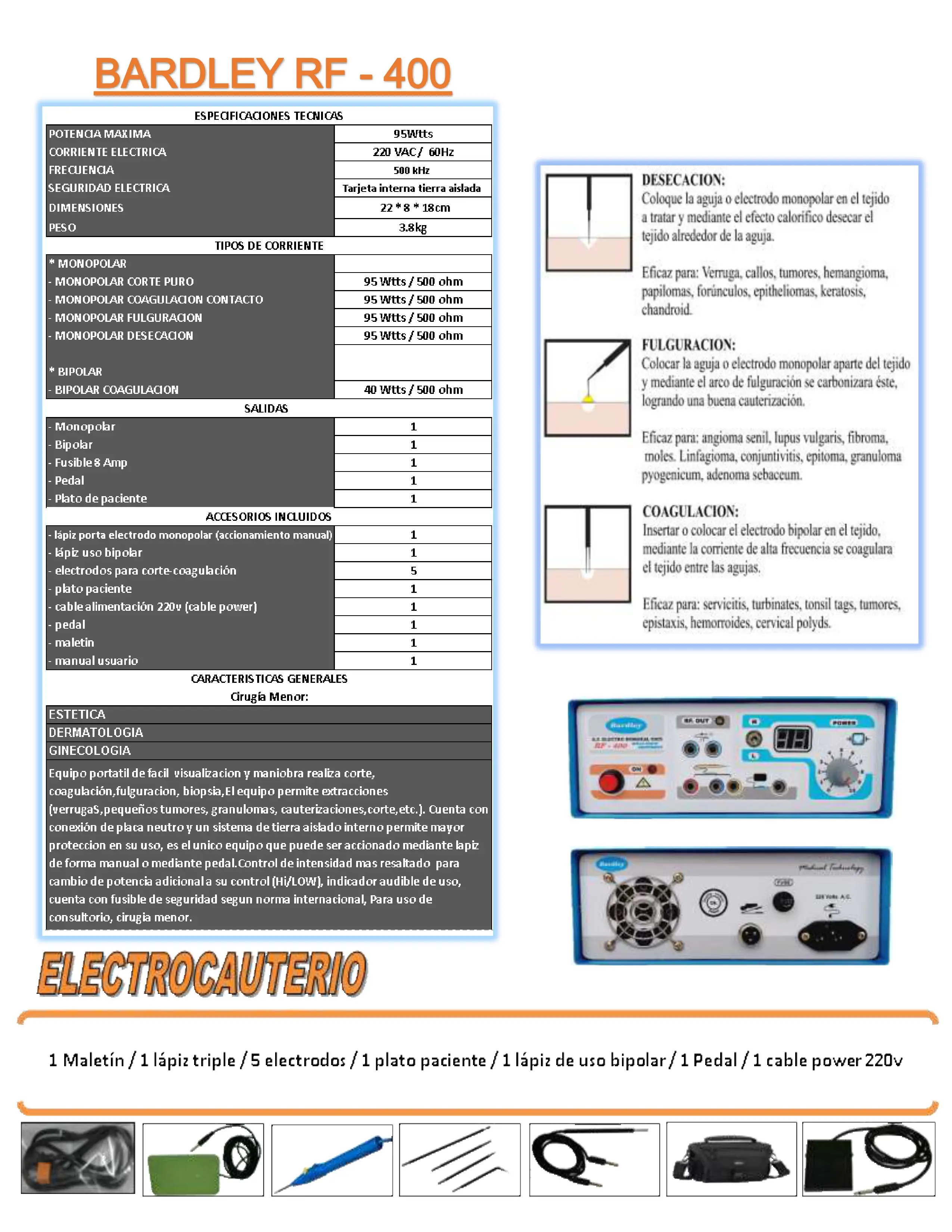 Electrocauterio Electrobisturi 95wtts