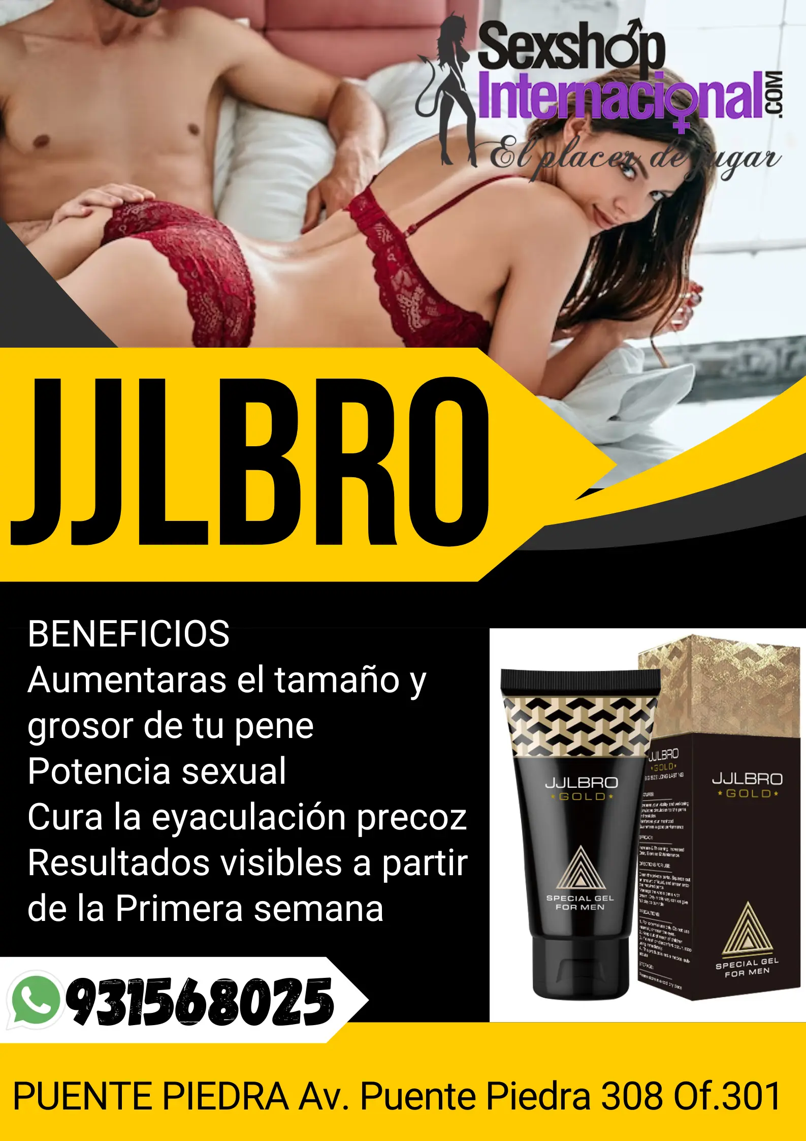 JJLBRO GEL POTENCIA SEXUAL DESARROLLO VIRIL SEXSHOP