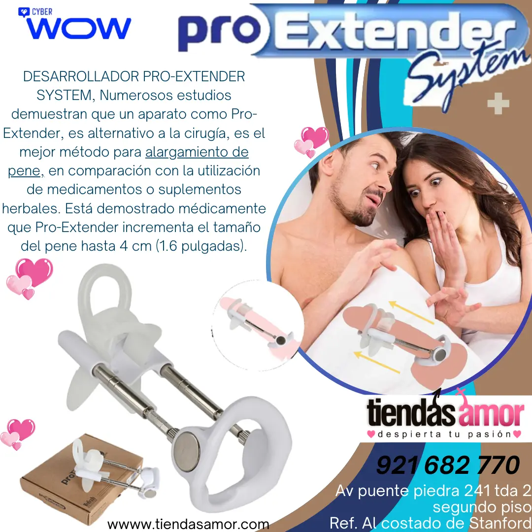 PRO-EXTENDER SYSTEM incrementa el tamaño del pene hasta 4 cm 1.6 pulgadas .