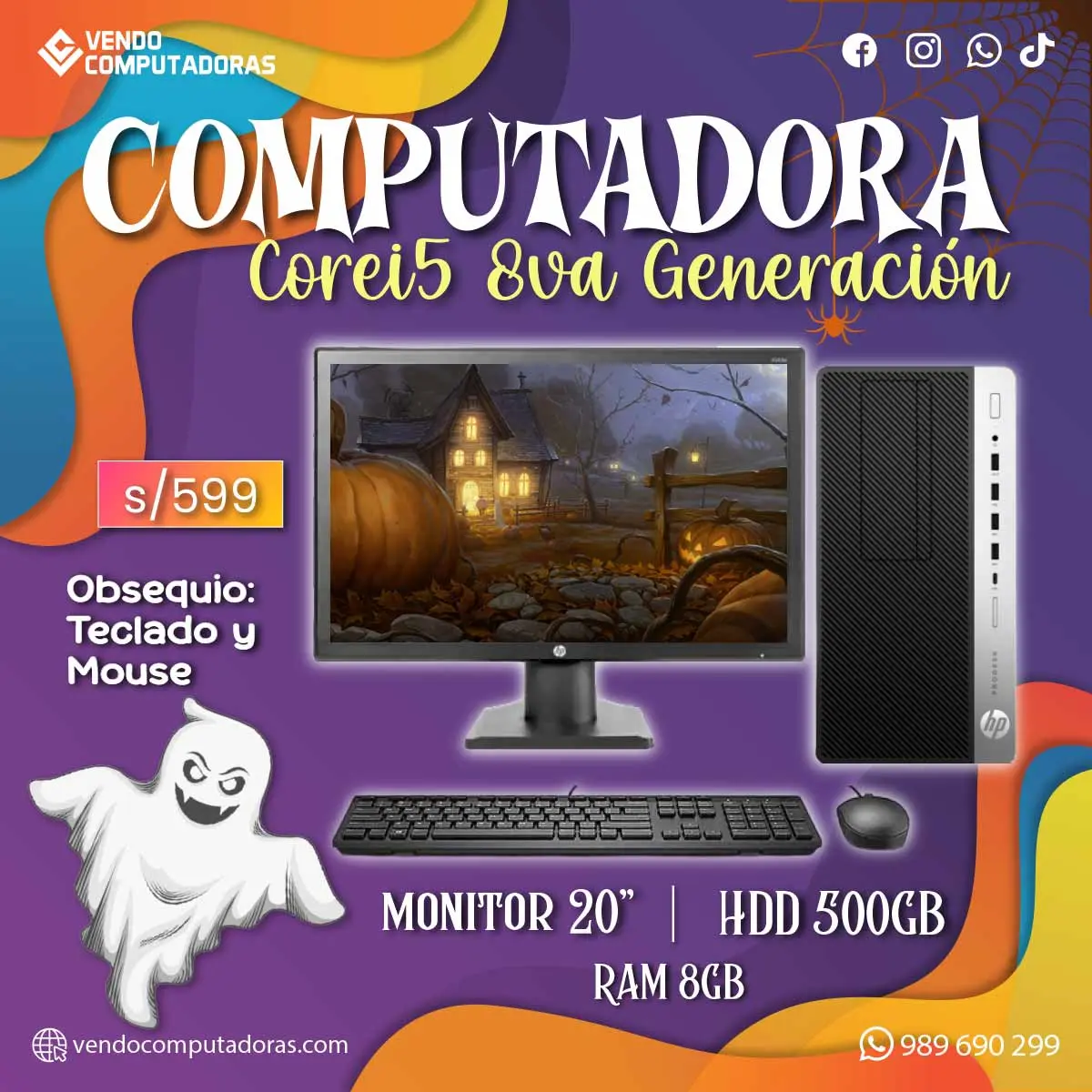  OFERTA DE HALLOWEEN PC CORE i5 MONITOR HP 