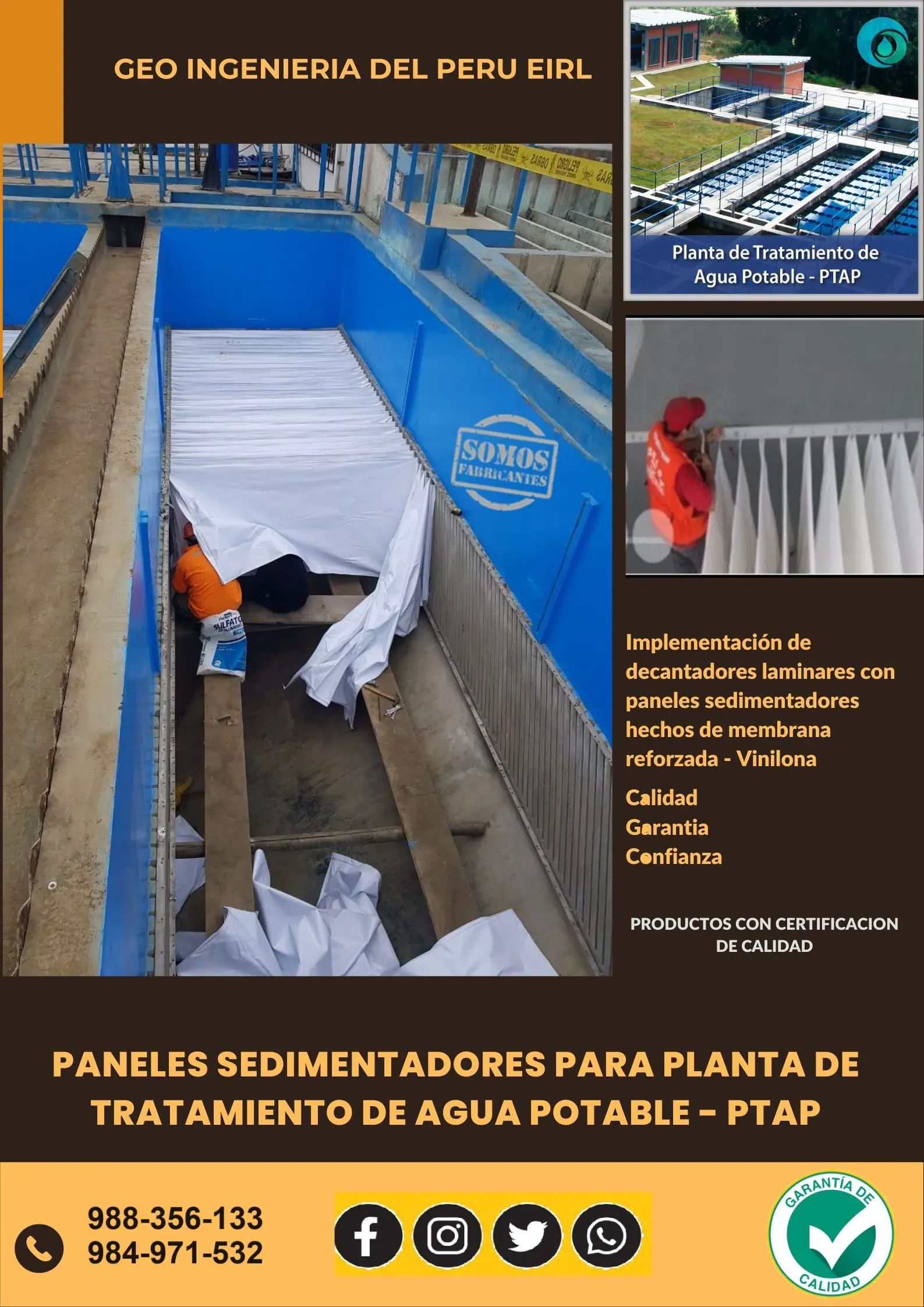 PANELES DE VINILONAS PARA SEDIMENTADOR - DECANTADOR PTAP