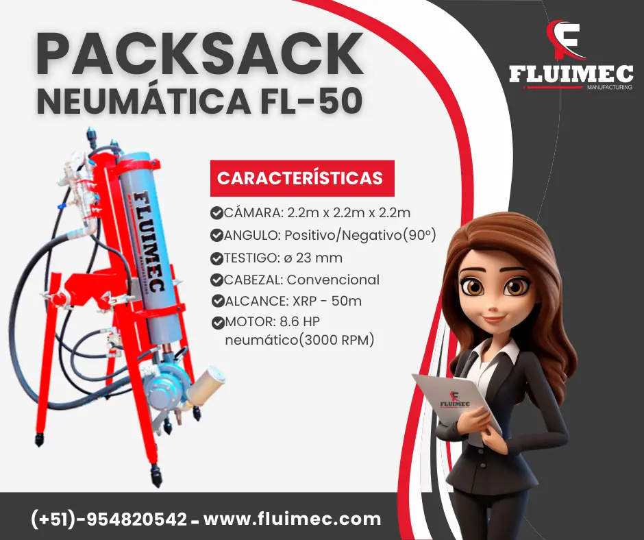 PACKSACK NEUMÁTICA FL50 maquina para mineria 