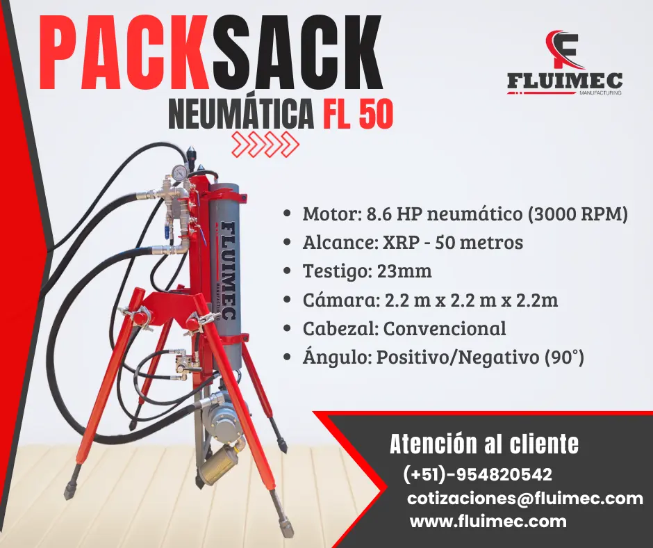 PACKSACK NEUMÁTICA FL50 maquina para mineria 