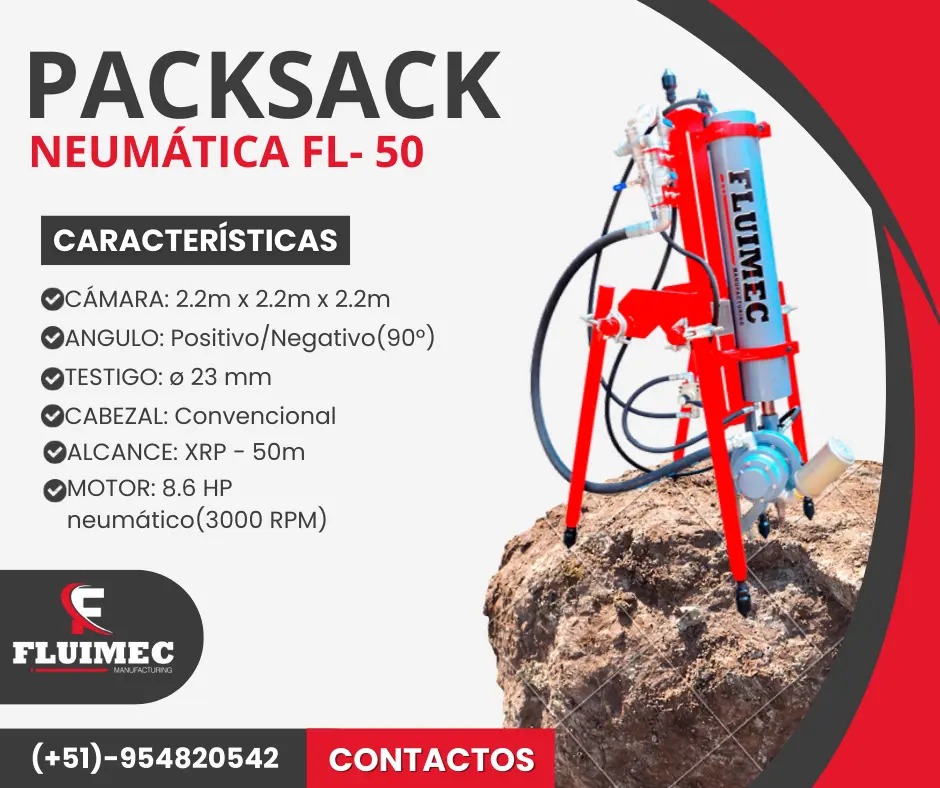 PACKSACK NEUMÁTICA FL50 ubicación de vetas - mina 