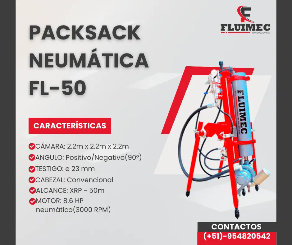 PACKSACK NEUMÁTICA FL50 ubicación de vetas-mina 