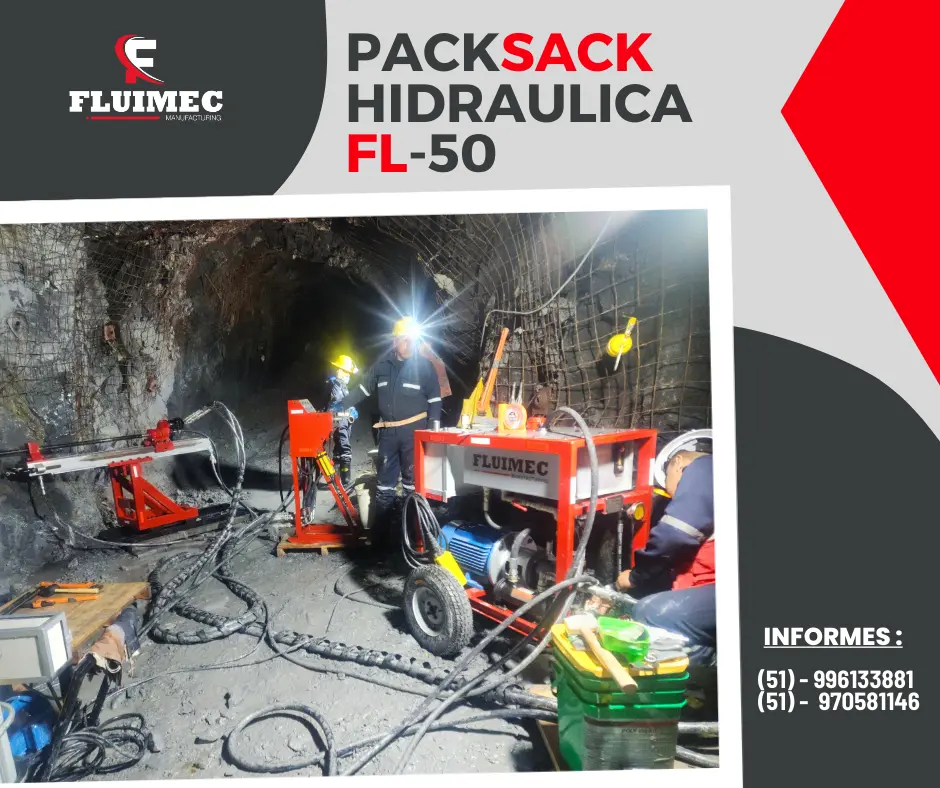 PACKSACK HIDRÁULICA FL50 ubicación de vetas - mineria 