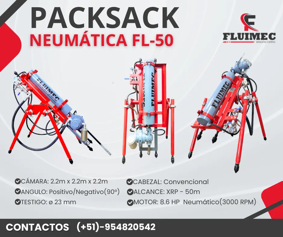 PACKSACK NEUMÁTICA FL50 ubicación de vetas - mina 
