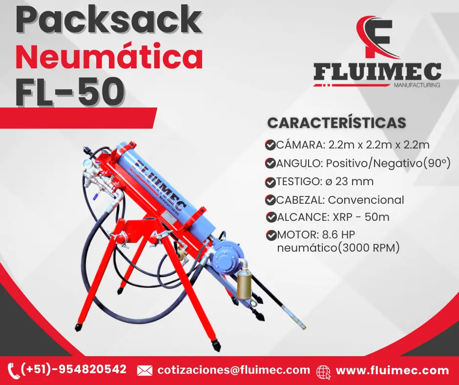 PACKSACK NEUMÁTICA FL50 ubicación de vetas - máquina 