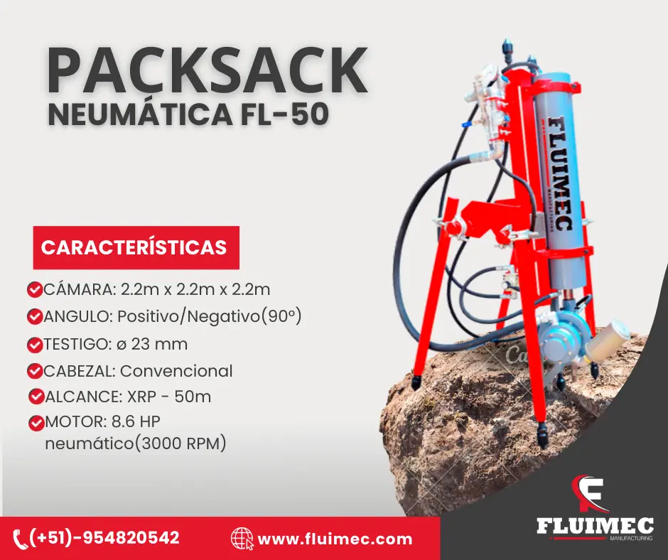 PACKSACK HIDRÁULICA FL-50 estudio de subsuelo en mina