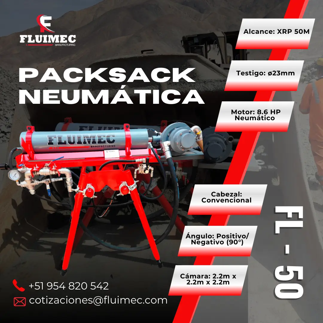 PACKSACK NEUMATICA FL-50 Equipo de perforación sondaje minero 