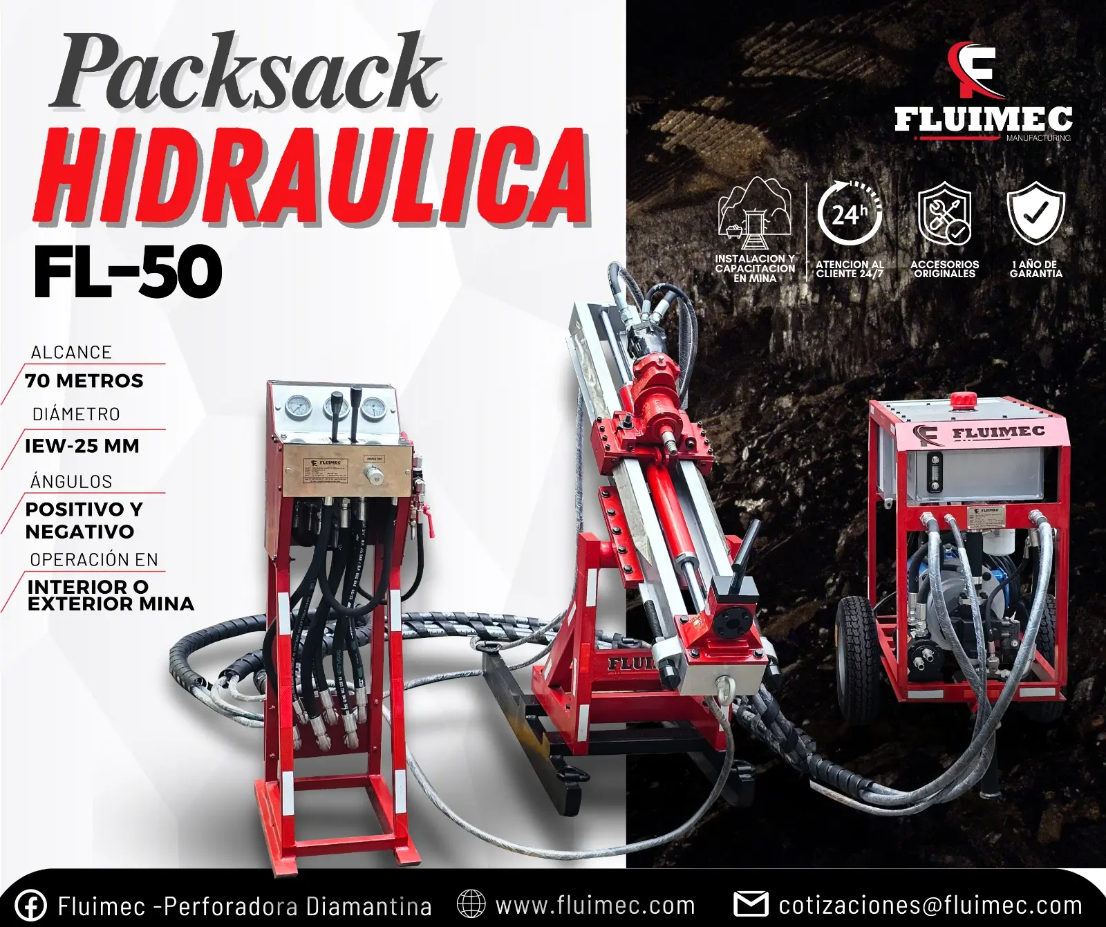 PACKSACK HIDRÁULICA FL-50 exploración y extracción de suelos y rocas