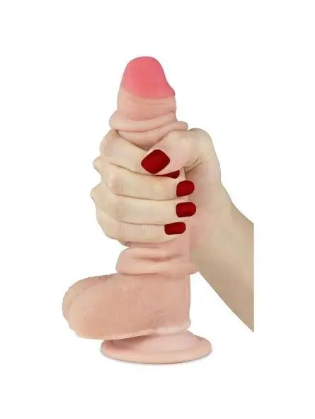 LOVETOY DILDO SLIDING 7 NATURAL con material realista de doble capa este dildo