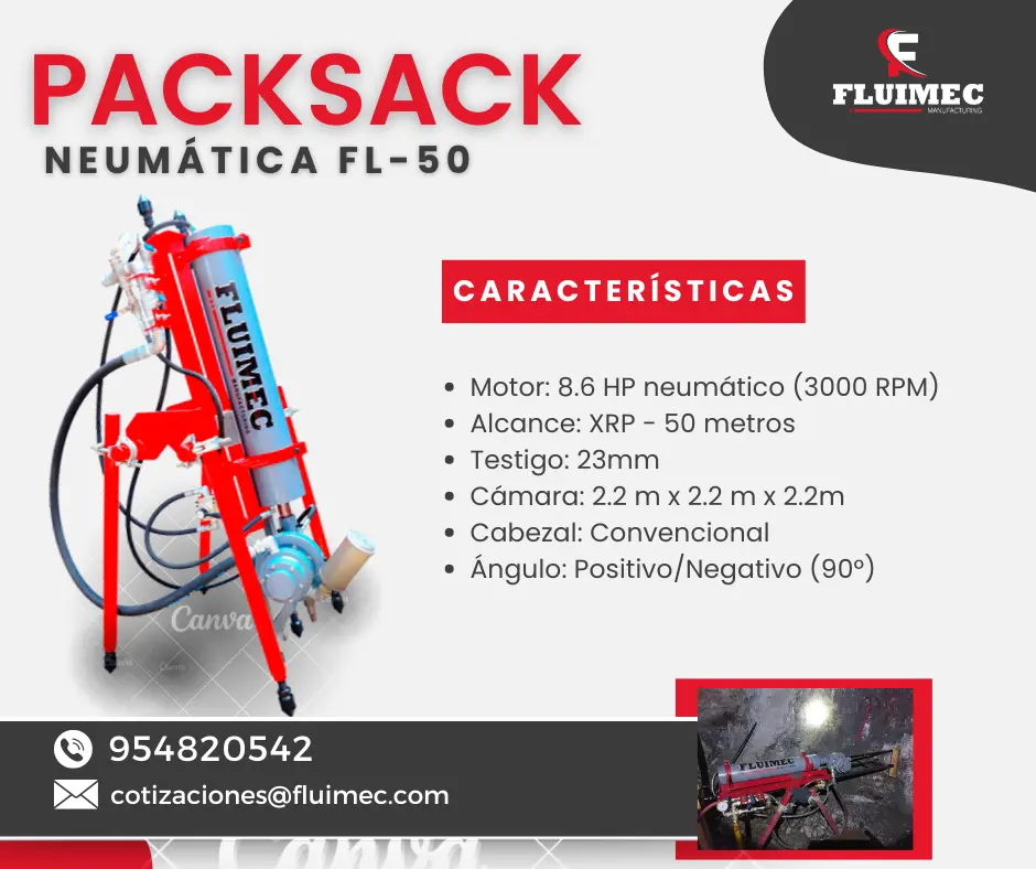 PACKSACK NEUMATICA FL-50 ubicación de vetas 